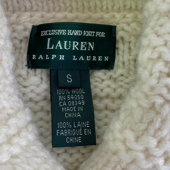 Lauren Ralph Lauren hand‎ knit shawl collar wool sweater - Picture 7 of 10